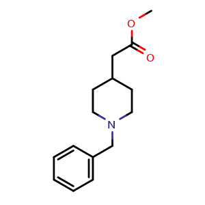 Chemical structure of Methyl (1-benzylpiperidin-4-yl)acetate , CAS 247259-33-2, AChemBlock H-8875