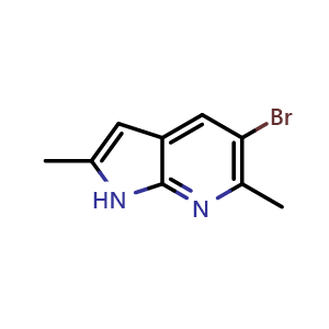 Chemical structure of 5-Bromo-2,6-dimethyl-1H-pyrrolo[2,3-b]pyridine , CAS 1427501-77-6, AChemBlock H-8888