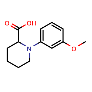 Chemical structure of 1-(3-Methoxyphenyl)piperidine-2-carboxylic acid , CAS 1540181-14-3, AChemBlock H-8910