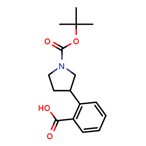 Chemical structure of 2-(1-(tert-butoxycarbonyl)pyrrolidin-3-yl)benzoic acid , CAS 889953-29-1, AChemBlock H-8961