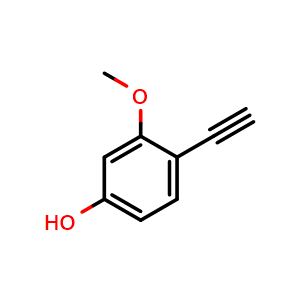 Chemical structure of 4-Ethynyl-3-methoxyphenol , CAS 1057670-07-1, AChemBlock H-8968