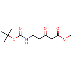 Chemical structure of 5-tert-Butoxycarbonylamino-3-oxo-pentanoic acid methyl ester , CAS 141734-32-9, AChemBlock H-8991