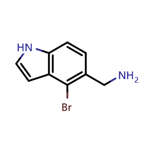 Chemical structure of 1-(4-Bromo-1H-indol-5-yl)methanamine , CAS 1369147-47-6, AChemBlock H-8998