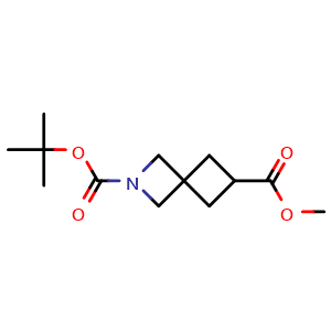 Chemical structure of Methyl 2-Boc-2-aza-spiro[3.3]heptane-6-carboxylate , CAS 1408074-81-6, AChemBlock I-9021