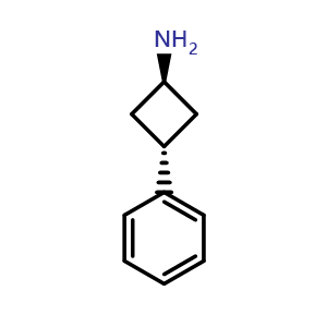 Chemical structure of trans-3-Phenylcyclobutan-1-amine , CAS 1570-99-6, AChemBlock I-9025