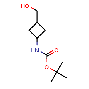 Chemical structure of 3-(Boc-amino)-cyclobutanemethanol , CAS 130369-05-0, AChemBlock I-9032
