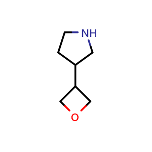 Chemical structure of 3-(Oxetan-3-yl)pyrrolidine , CAS 1273567-00-2, AChemBlock I-9058