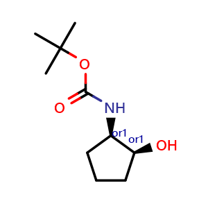 Chemical structure of cis-tert-Butyl N-2-hydroxycyclopentyl]carbamate , CAS 155837-16-4, AChemBlock I-9063