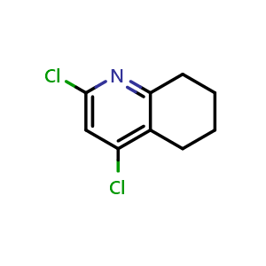 Chemical structure of 2,4-Dichloro-5,6,7,8-tetrahydroquinoline , CAS 858279-01-3, AChemBlock I-9086