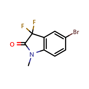 Chemical structure of 5-Bromo-3,3-difluoro-1,3-dihydro-1-methyl-2H-indol-2-one , CAS 1630906-88-5, AChemBlock I-9094