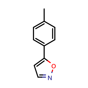 Chemical structure of 5-(4-Methylphenyl)isoxazole , CAS 7064-35-9, AChemBlock I-9095