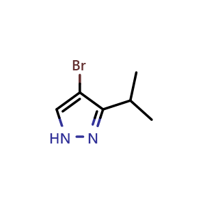 Chemical structure of 4-Bromo-3-isopropyl-1H-pyrazole , CAS 60061-60-1, AChemBlock I-9105