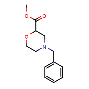 Chemical structure of 4-Benzylmorpholine-2-carboxylic acid methyl ester , CAS 135782-29-5, AChemBlock I-9117