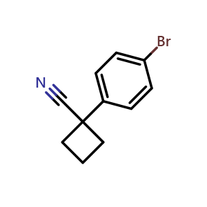 Chemical structure of 1-(4-Bromophenyl)cyclobutanecarbonitrile , CAS 485828-58-8, AChemBlock I-9126