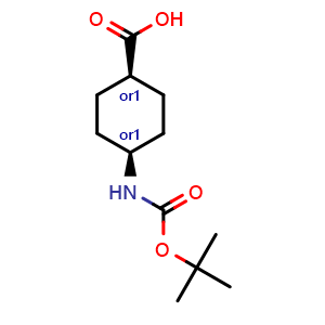 Chemical structure of cis-4-(Boc-amino)cyclohexanecarboxylic acid , CAS 53292-90-3, AChemBlock I-9137