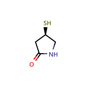 Chemical structure of (R)-4-Mercapto-2-pyrrolidinone , CAS 157429-42-0, AChemBlock I-9138