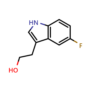 Chemical structure of 2-(5-Fluoro-1H-indol-3-yl)ethan-1-ol , CAS 101349-12-6, AChemBlock I-9191