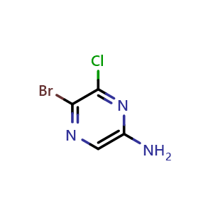 Chemical structure of 5-Amino-2-bromo-3-chloropyrazine , CAS 173253-42-4, AChemBlock I-9211