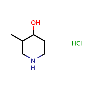 Chemical structure of 3-methyl-4-piperidinol hydrochloride , CAS 1185293-84-8, AChemBlock I-9227