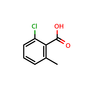 Chemical structure of 2-Chloro-6-methylbenzoic acid , CAS 21327-86-6, AChemBlock I-9230
