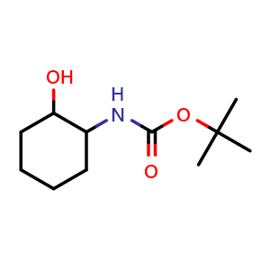 Chemical structure of tert-Butyl 2-hydroxycyclohexylcarbamate , CAS 477584-30-8, AChemBlock I-9235