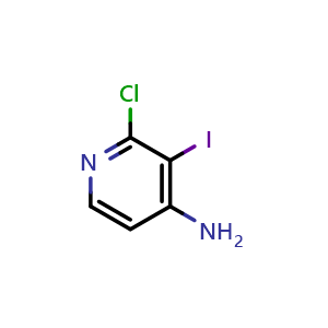 Chemical structure of 2-Chloro-3-iodo-4-pyridinamine , CAS 909036-46-0, AChemBlock I-9275