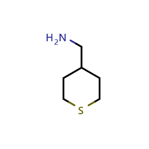 Chemical structure of (Tetrahydro-2H-thiopyran-4-yl)methanamine , CAS 666263-17-8, AChemBlock I-9299