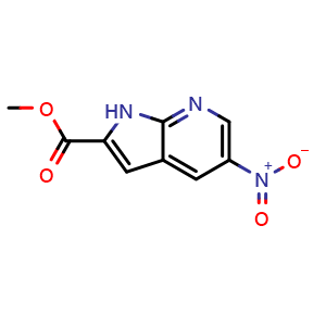 Chemical structure of Methyl 5-nitro-1H-pyrrolo[2,3-b]pyridine-2-carboxylate , CAS 952182-17-1, AChemBlock I-9316
