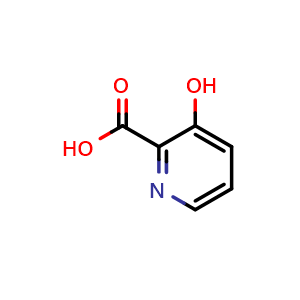 Chemical structure of 3-Hydroxypyridine-2-carboxylic acid , CAS 874-24-8, AChemBlock I-9324