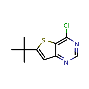 Chemical structure of 6-tert-Butyl-4-chlorothieno[3,2-d]pyrimidine , CAS 439693-52-4, AChemBlock I-9335