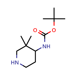 Chemical structure of 4-(Boc-amino)-3,3-dimethylpiperidine , CAS 544443-41-6, AChemBlock I-9352