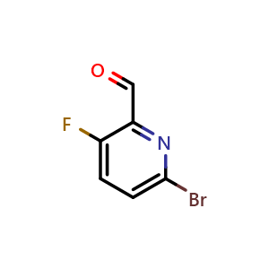 Chemical structure of 6-Bromo-3-fluoropyridine-2-carboxaldehyde , CAS 885267-36-7, AChemBlock I-9355