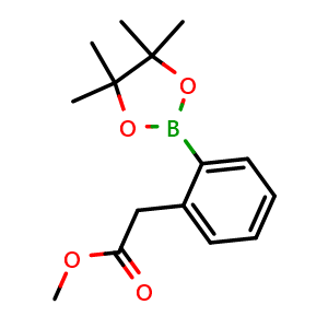 Chemical structure of Methyl [2-(4,4,5,5-tetramethyl-1,3,2-dioxaborolan-2-yl)phenyl]acetate , CAS 956229-86-0, AChemBlock I-9386