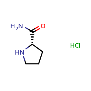 Chemical structure of L-Prolinamide hydrochloride , CAS 42429-27-6, AChemBlock I-9393