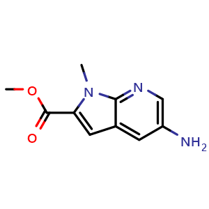 Chemical structure of Methyl 5-Amino-1-methyl-1H-pyrrolo[2,3-b]pyridine-2-carboxylate , CAS 1630907-29-7, AChemBlock I-9416
