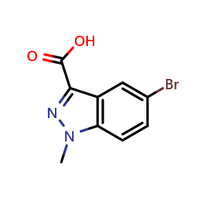 Chemical structure of 5-Bromo-1-methyl-1H-indazole-3-carboxylic acid , CAS 1363380-96-4, AChemBlock I-9444