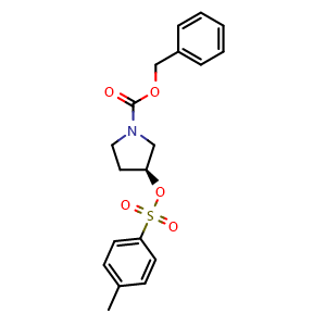 Chemical structure of benzyl (S)-3-(tosyloxy)pyrrolidine-1-carboxylate , CAS 158654-83-2, AChemBlock I-9478