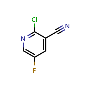 Chemical structure of 2-Chloro-5-fluoropyridine-3-carbonitrile , CAS 791644-48-9, AChemBlock I-9485