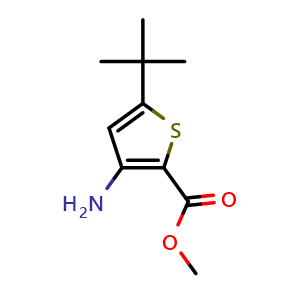 Chemical structure of Methyl 3-amino-5-tert-butylthiophene-2-carboxylate , CAS 175137-03-8, AChemBlock I-9487