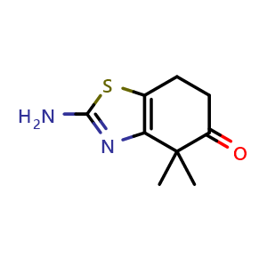 Chemical structure of 2-Amino-4,4-dimethyl-4,5,6,7-tetrahydro-1,3-benzothiazol-5-one , CAS 1621686-10-9, AChemBlock I-9505