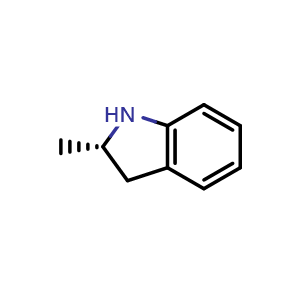 Chemical structure of (2S)-2-Methyl-2,3-dihydro-1H-indole , CAS 22160-09-4, AChemBlock I-9534