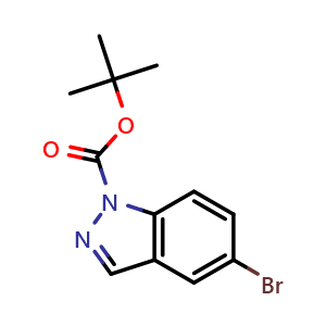Chemical structure of 1-Boc-5-bromo-1H-indazole , CAS 651780-02-8, AChemBlock I-9549