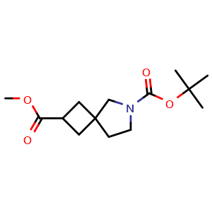 Chemical structure of 6-tert-Butyl 2-methyl 6-azaspiro[3.4]octane-2,6-dicarboxylate , CAS 203662-61-7, AChemBlock I-9557