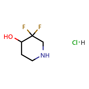 Chemical structure of 3,3-Difluoro-4-hydroxypiperidine hydrochloride , CAS 1334416-77-1, AChemBlock I-9561