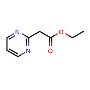 Chemical structure of Ethyl pyrimidine-2-acetate , CAS 63155-11-3, AChemBlock I-9587