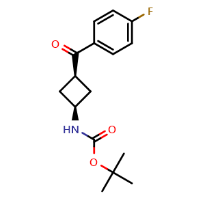 Chemical structure of cis-tert-Butyl 3-(4-fluorobenzoyl)cyclobytylcarbamate , CAS 1630907-38-8, AChemBlock I-9598