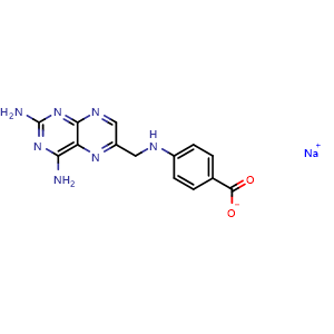 Chemical structure of Sodium 4-{[(2,4-diaminopteridin-6-yl)methyl]amino}benzoate , CAS 100929-45-1, AChemBlock I-9628