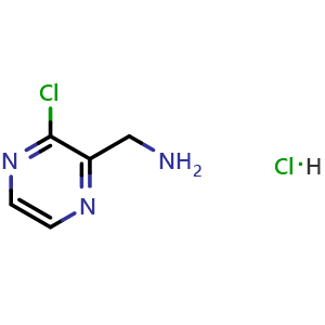 Chemical structure of 3-Chloro-2-pyrazinemethanamine hydrochloride , CAS 939412-86-9, AChemBlock I-9639