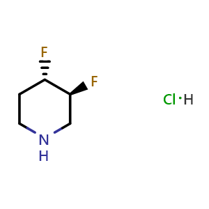 Chemical structure of trans-3,4-Difluoropiperidine hydrochloride , CAS 1419101-24-8, AChemBlock I-9645