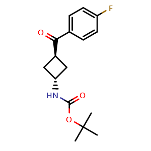Chemical structure of trans-tert-Butyl 3-(4-fluorobenzoyl)cyclobytylcarbamate , CAS 1630906-41-0, AChemBlock I-9671